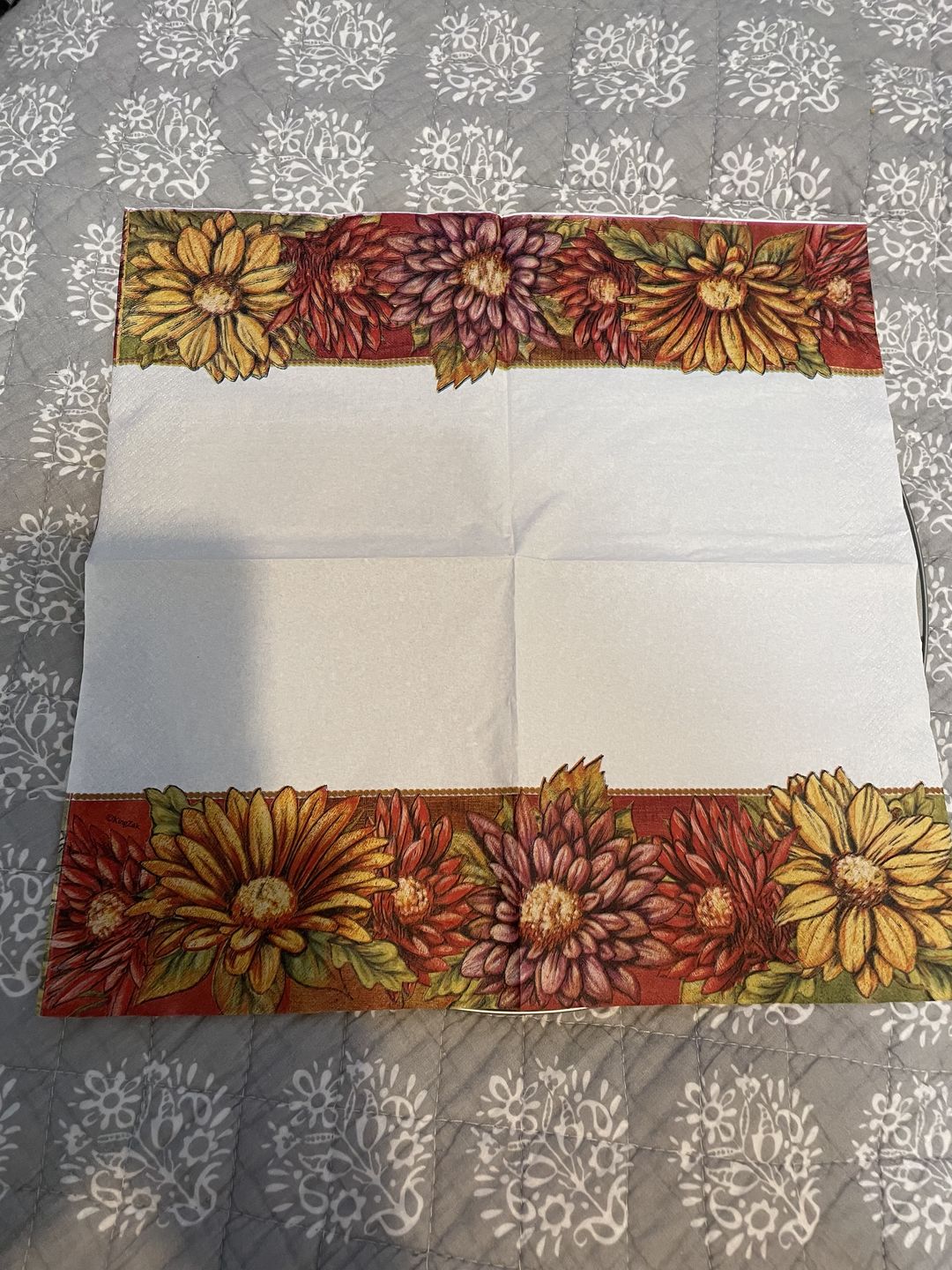 Customer photo review of SALE Burlap Blossom Lunch Napkins 40 count