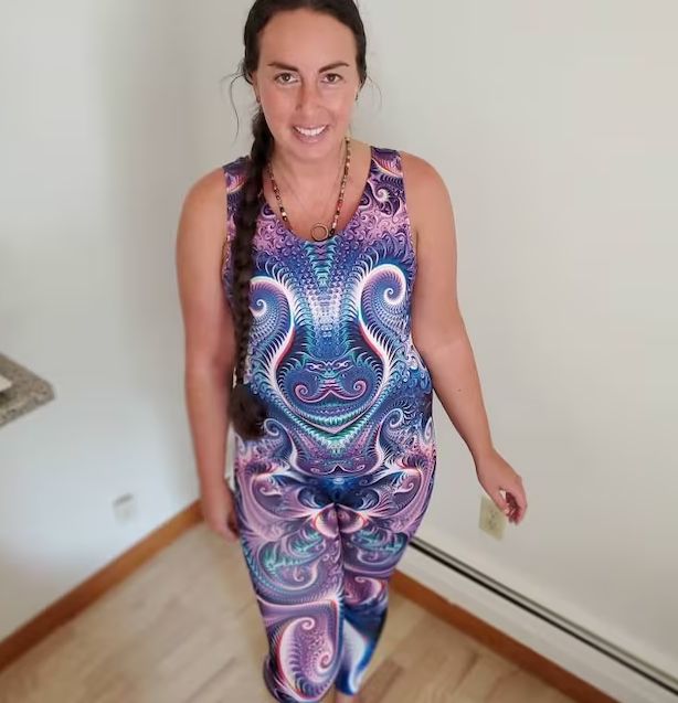 Customer photo review of Purple Acid Cut Out Catsuit