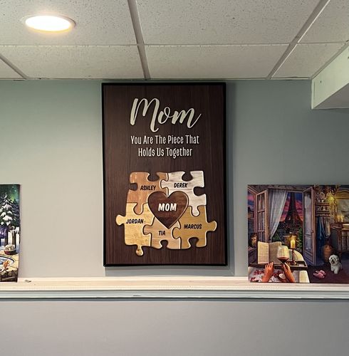 Customer photo review of The Piece that Holds Us Together Puzzle Customizable Canvas