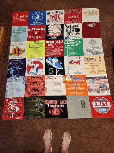 T-shirt quilt featuring rutgers university football, bishop aér trojans by Dorothy from NJ