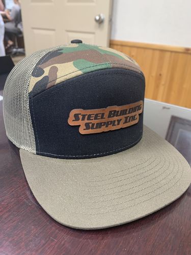 Customer photo review of Flat Bill Seven-Panel Leather Patch Hat - Richardson 168