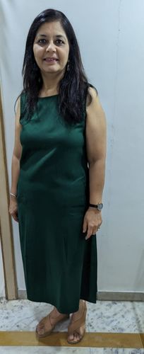 Customer photo review of Boat Neck Side Keyhole A-Line Midi Dress -Dark Green