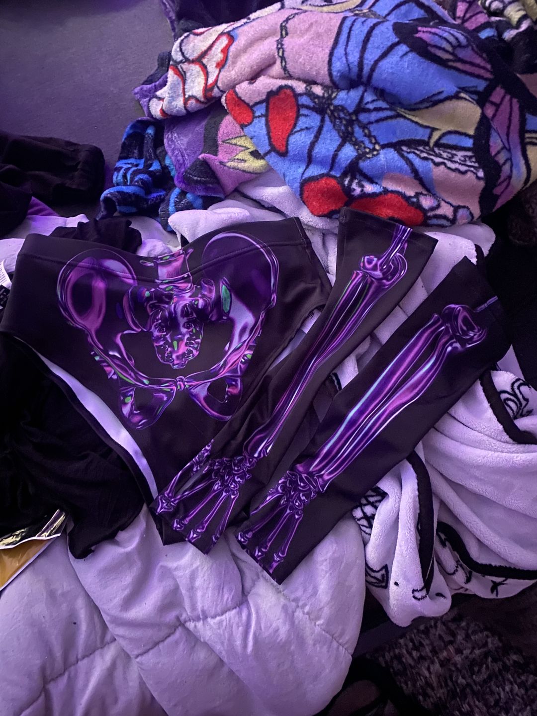 Customer photo review of Purple Skeleton Booty Shorts Set