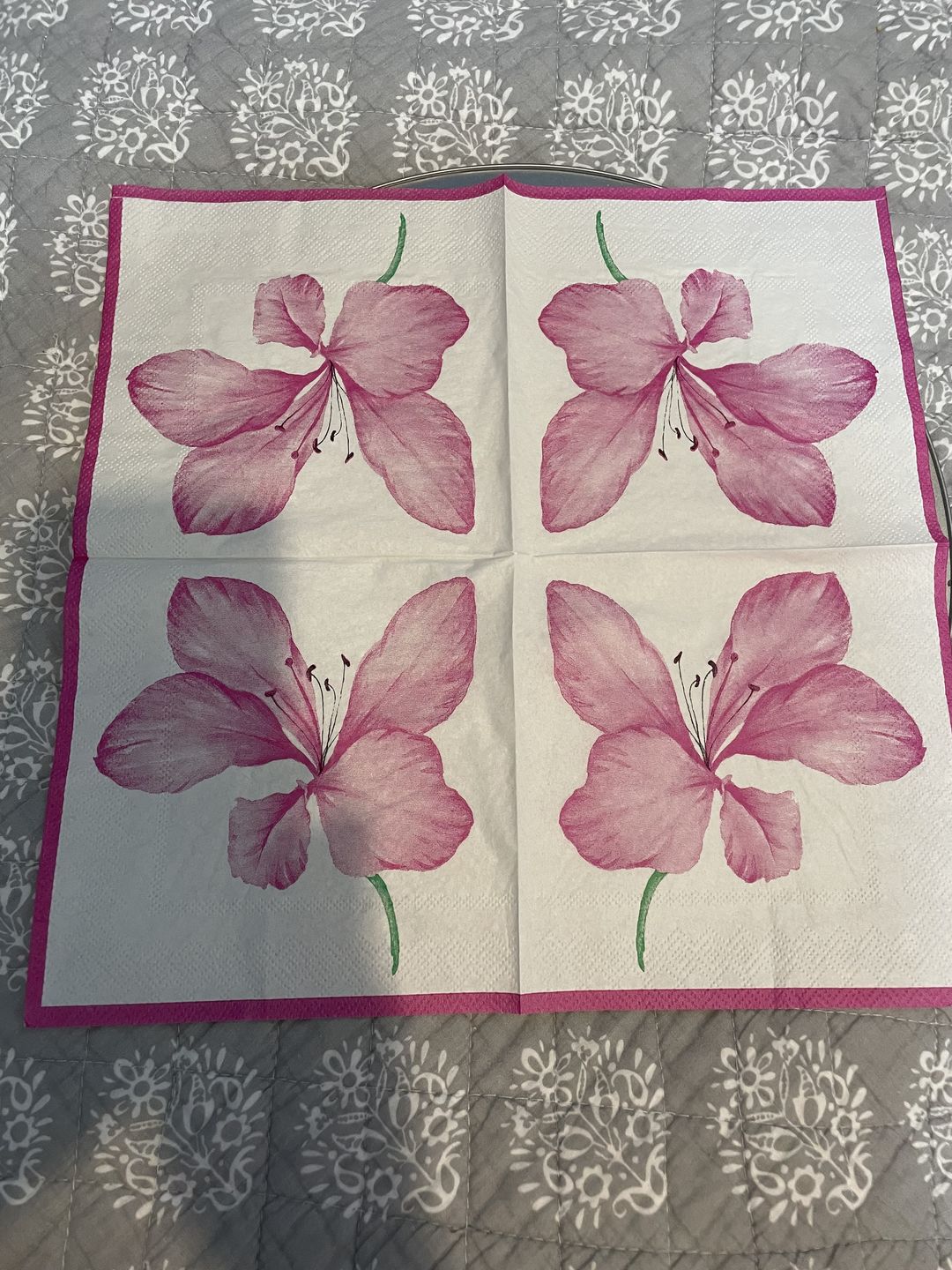 Customer photo review of Lilac Delight Disposable Lunch Paper Napkins 20 Ct