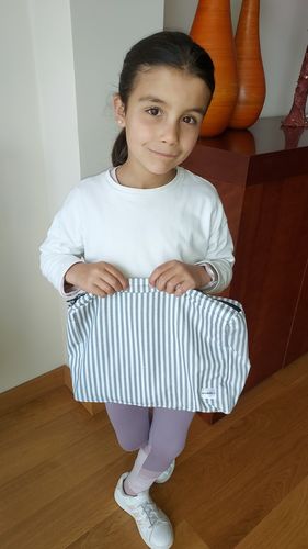 Customer photo review of Neceser MyBigBag Reversible  Rayas Gris / Topos