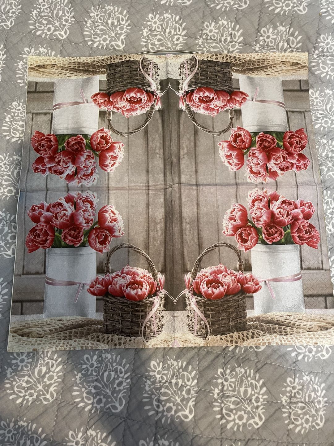 Customer photo review of Peony Pink Lunch Napkins 20 Ct