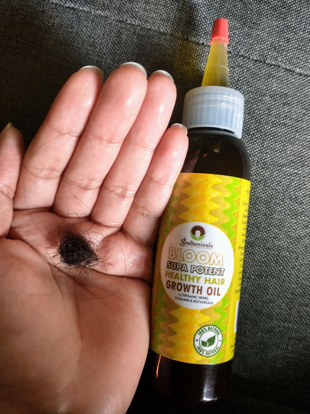 Customer photo review of Bloom- Supa Potent Healthy Hair Growth Oil