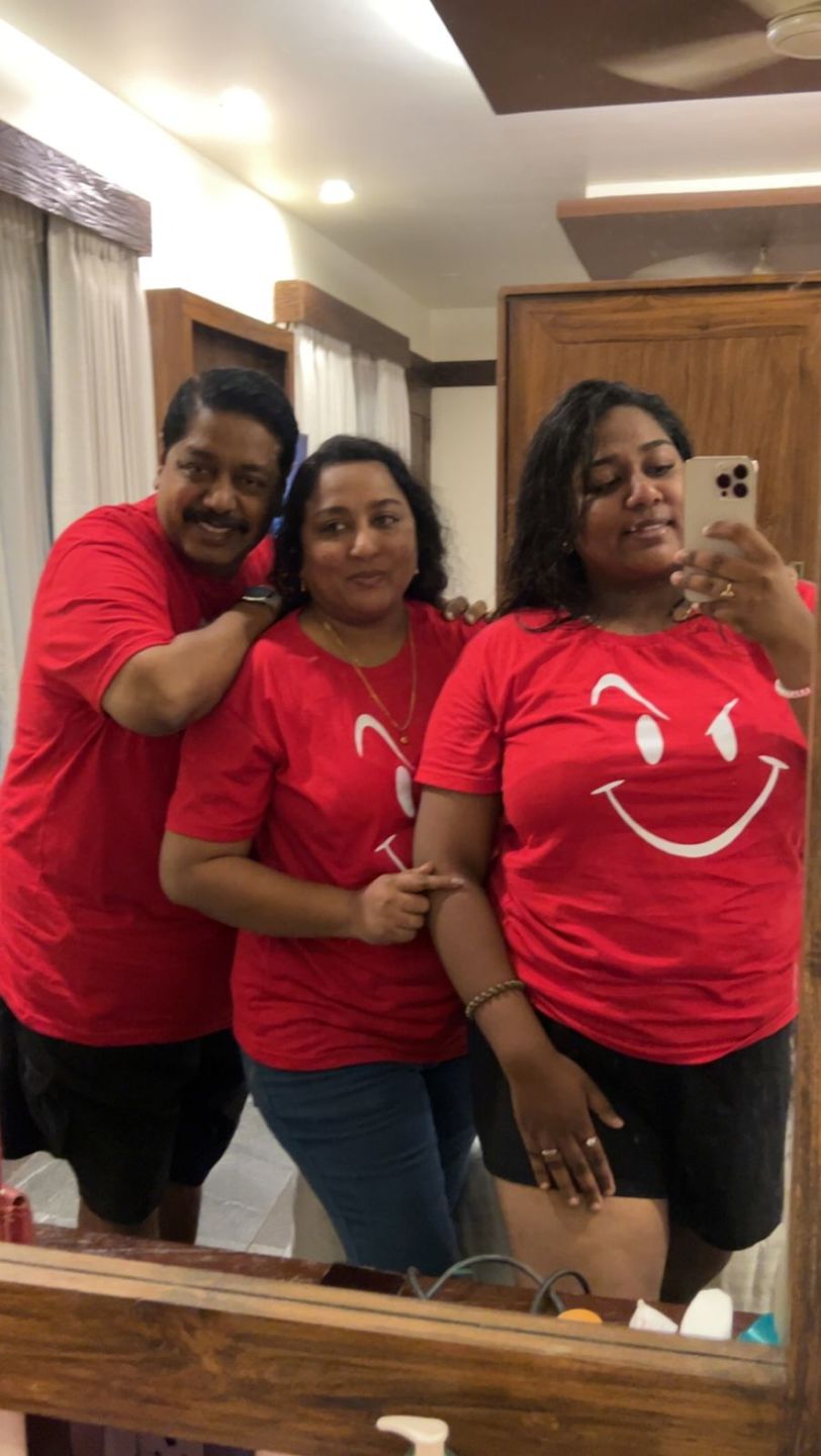 Customer photo review of Wink Matching Family T-Shirts Set of 3 & 4 for Mom, Dad, Son & Daughter