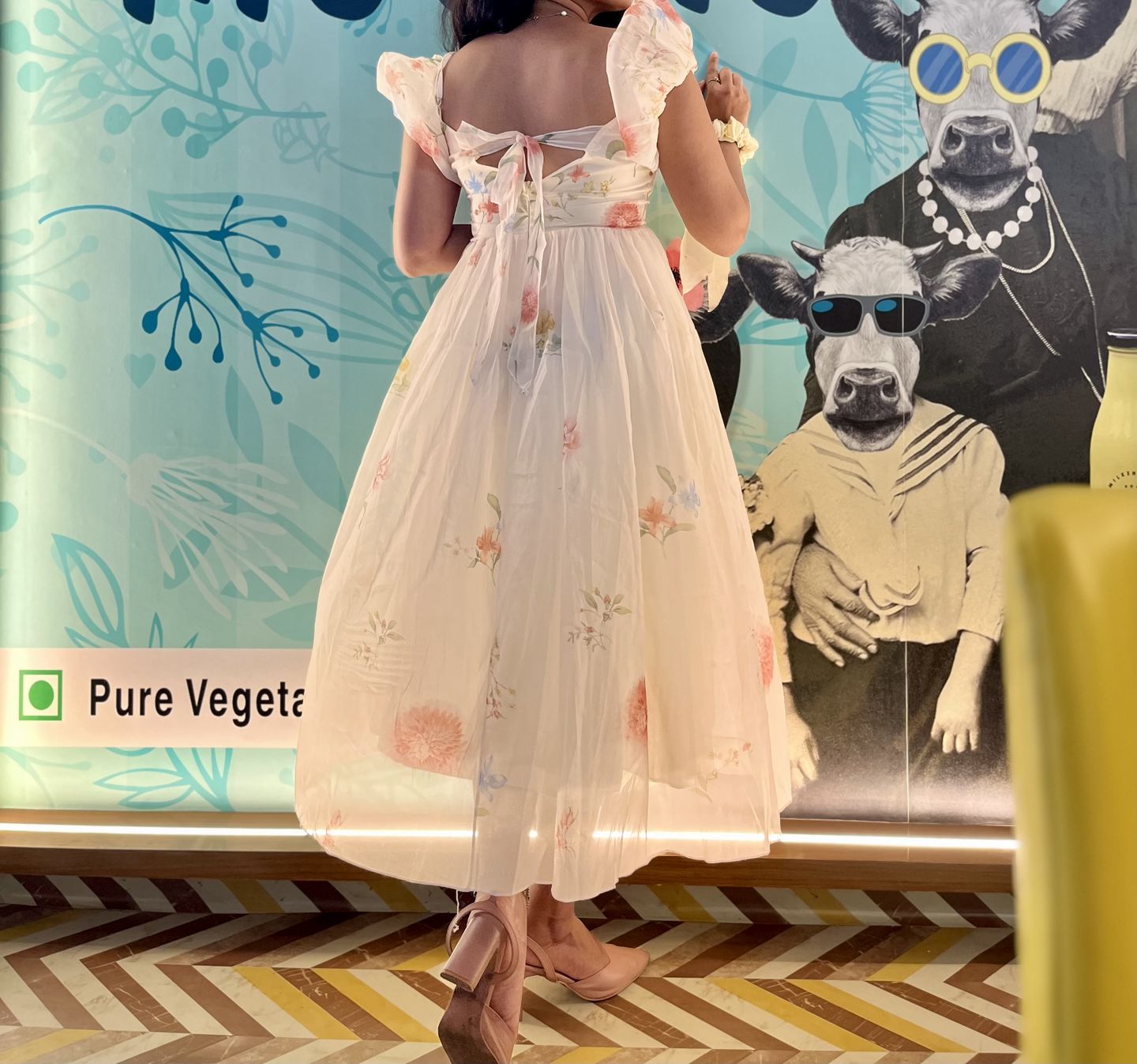 Customer photo review of Disa Floral Midi Dress in Ivory