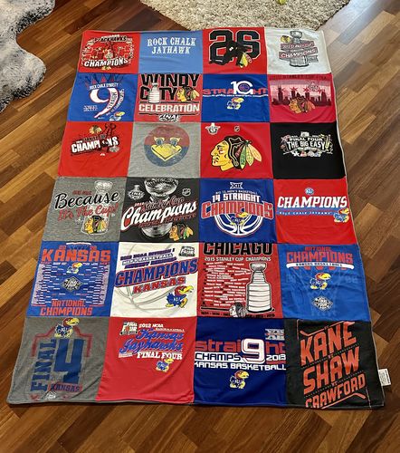 T-shirt quilt featuring kansas jayhawks basketball by Curin from IL