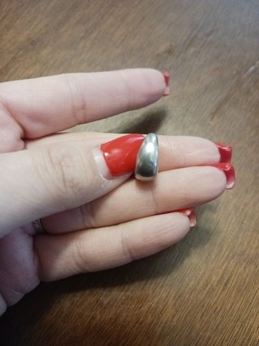 Customer photo review of Dome Small Huggie Earrings in Sterling Silver 0.55"