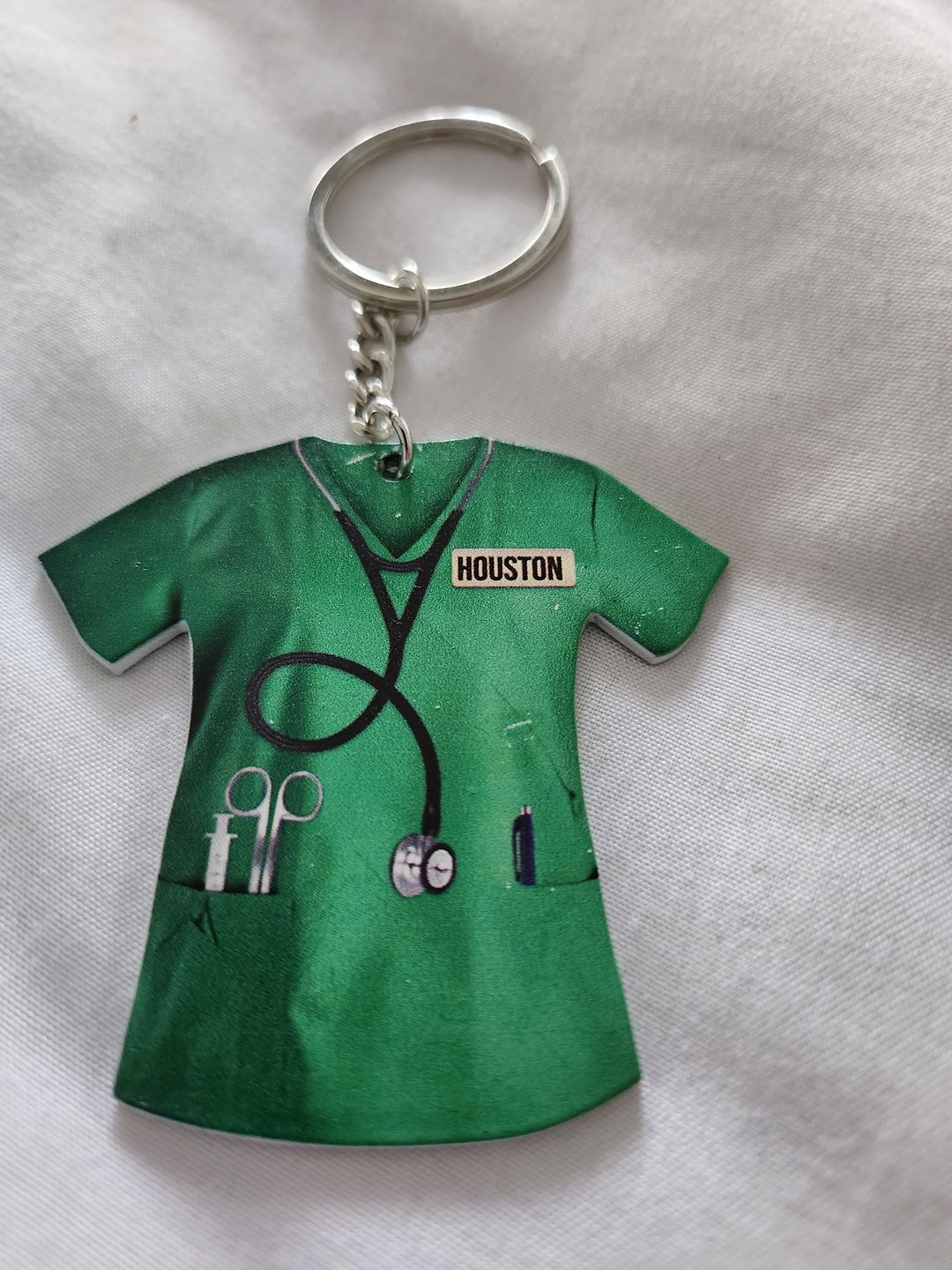 Customer photo review of Personalized Nurse Scrubs - Gift for Nurse Keychain