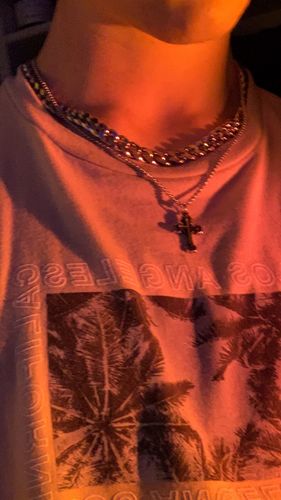 Customer photo review of CROSS DOUBLE CHAIN NECKLACE
