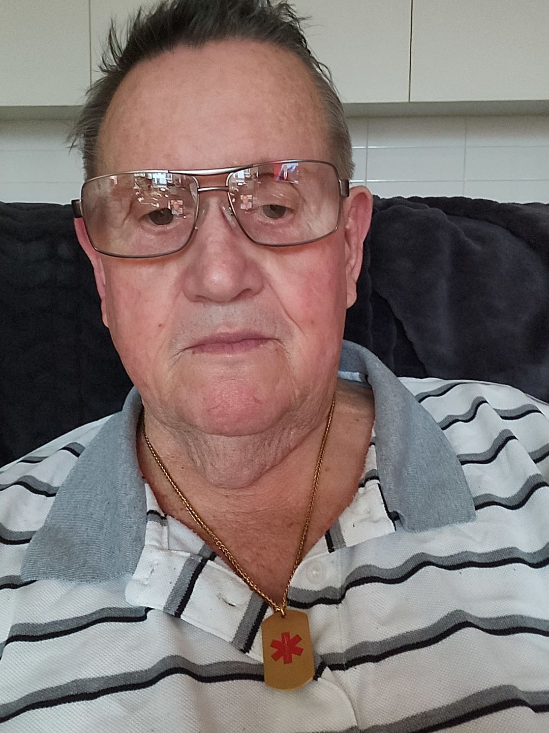 Customer photo review of Personalised Medical Gold Colour ID Tag Necklace