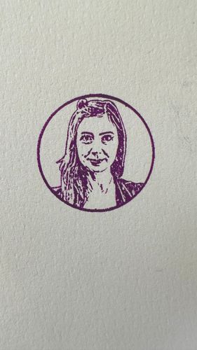 Customer photo review of Wooden Handle Face Stamp