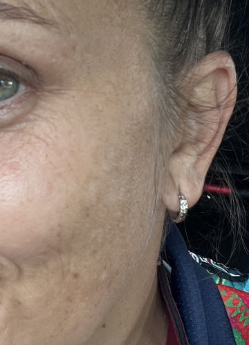 Customer photo review of Diamond Cut Huggie Hoop Earrings in 9ct White Gold