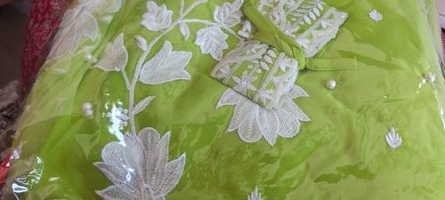 Customer photo review of Green Color Soft Net Embroidered Designer Lehenga