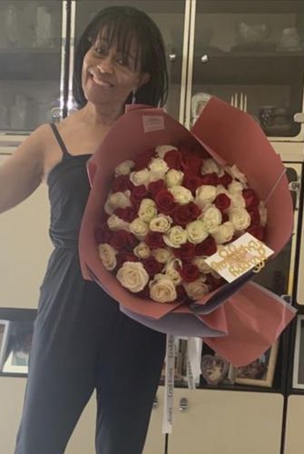 Customer photo review of White & Red Bouquet