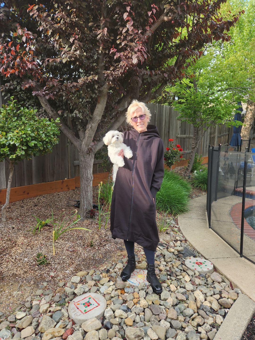 Customer photo review of Black Warm Oversized Quilted Hoodie Sweatshirt  with Long Sleeves and Front Zipper