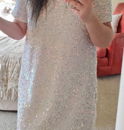 Customer photo review of White Iridescent Sequin on Velvet