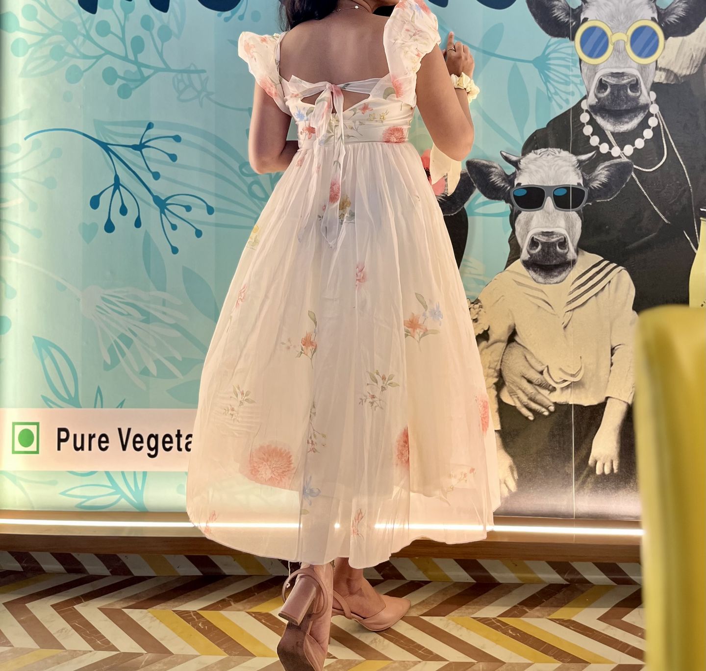 Customer photo review of Disa Floral Midi Dress in Ivory