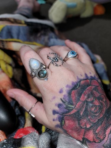 Customer photo review of Celestial Moonstone and Labradorite Silver Ring