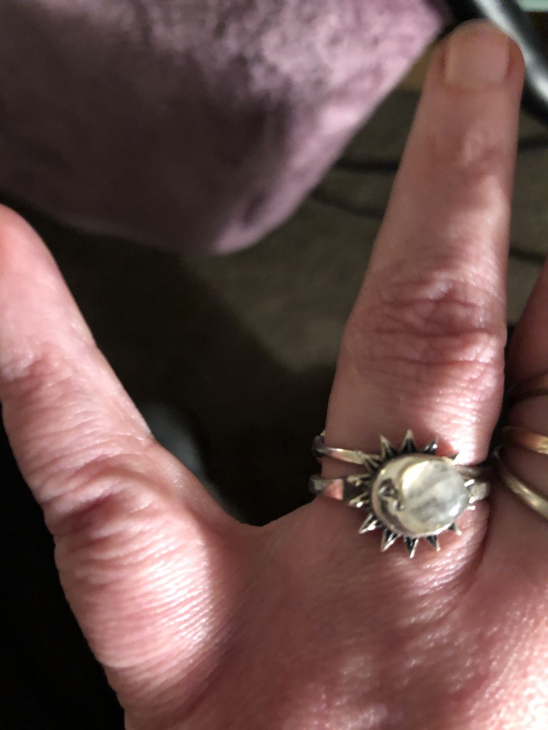 Customer photo review of Sun and Moon Moonstone Ring Sterling Silver