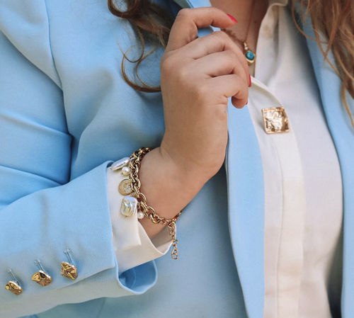 Customer photo review of Wild Coin Square Baroque Pearl Necklace and Bracelet (Purchase Individually)