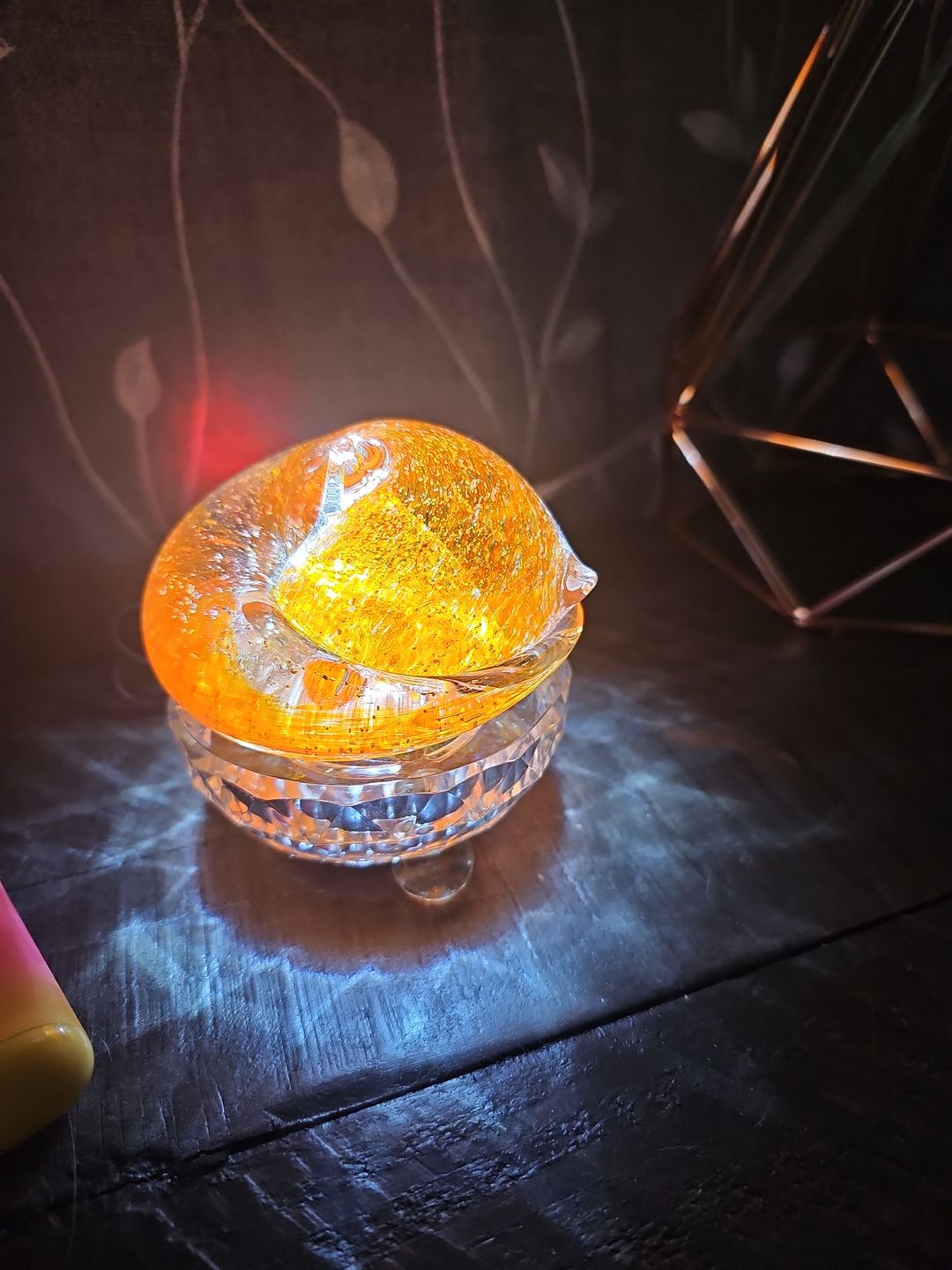 Customer photo review of Half-tone Sleeping Glass Cat with Infused Cremation Ashes