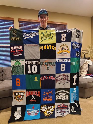 T-shirt quilt featuring pemberton basketball team, pemberton baseball team by Kirsten  from IL