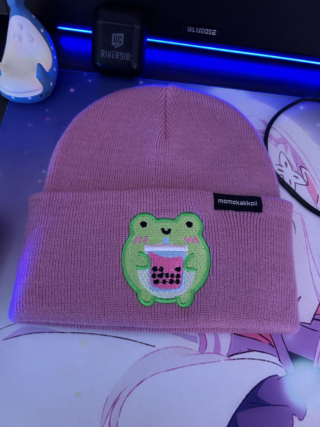 Customer photo review of Boba Albert the Frog Embroidered Beanie