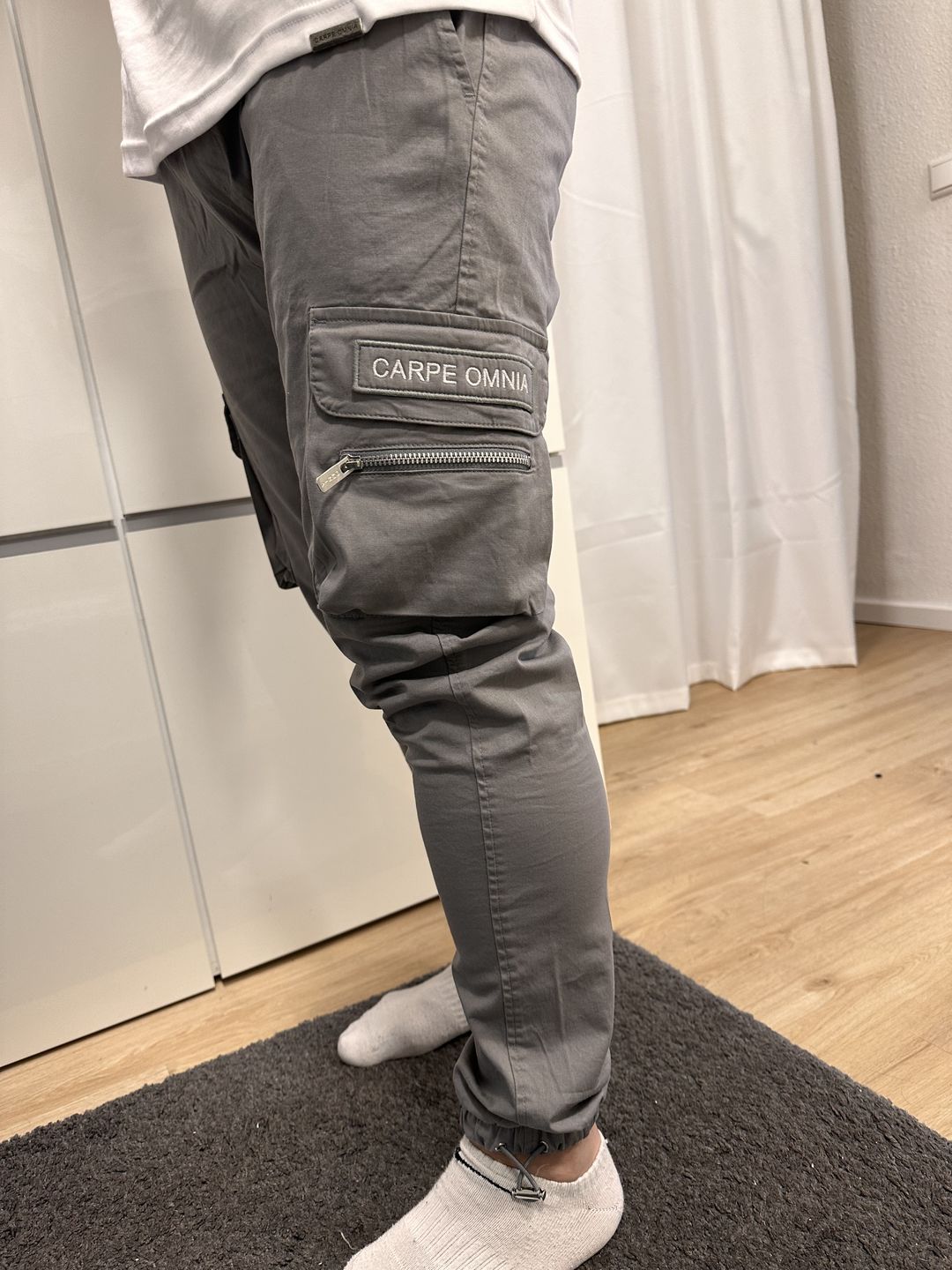 Customer photo review of Light Grey Cargo Pants