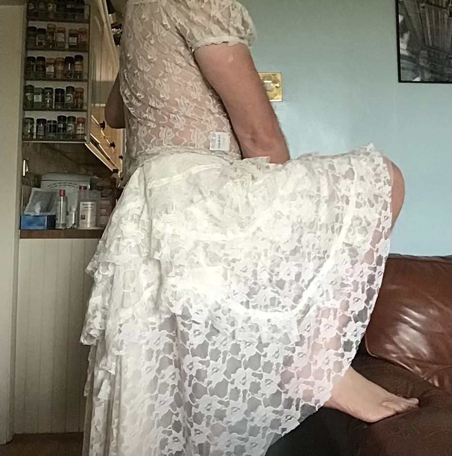 Customer photo review of Ophelie Long Burlesque Skirt In Cream Lace
