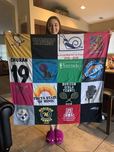 T-shirt quilt featuring horizon girls tennis, horizon huskies by leslie from AZ