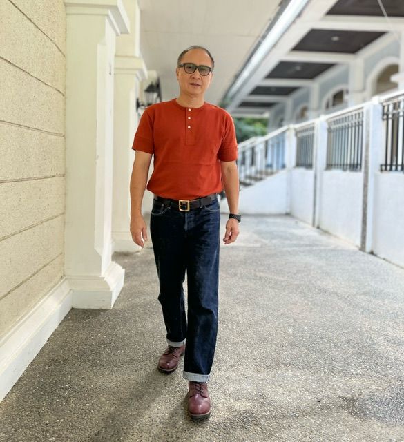 Customer photo review of Vintage Short Sleeve Henley T-Shirt - White