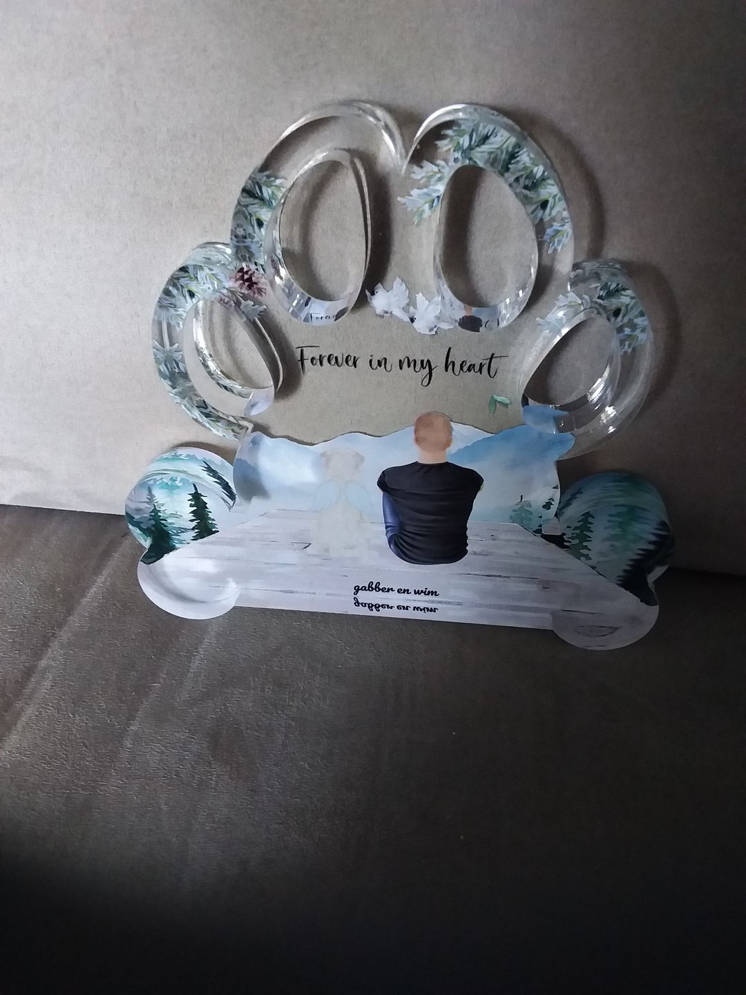 Customer photo review of Onderweg met huisdier - Gepersonaliseerde Potenacrylglas