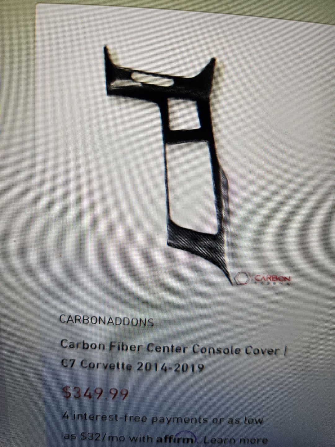 Customer photo review of [11pcs] Center Console Soft Carbon Fiber Overlay for Chevrolet Corvette 2014-2019