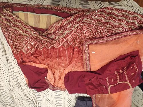 Customer photo review of Purple Sequins Embroidered Satin Lehenga Choli