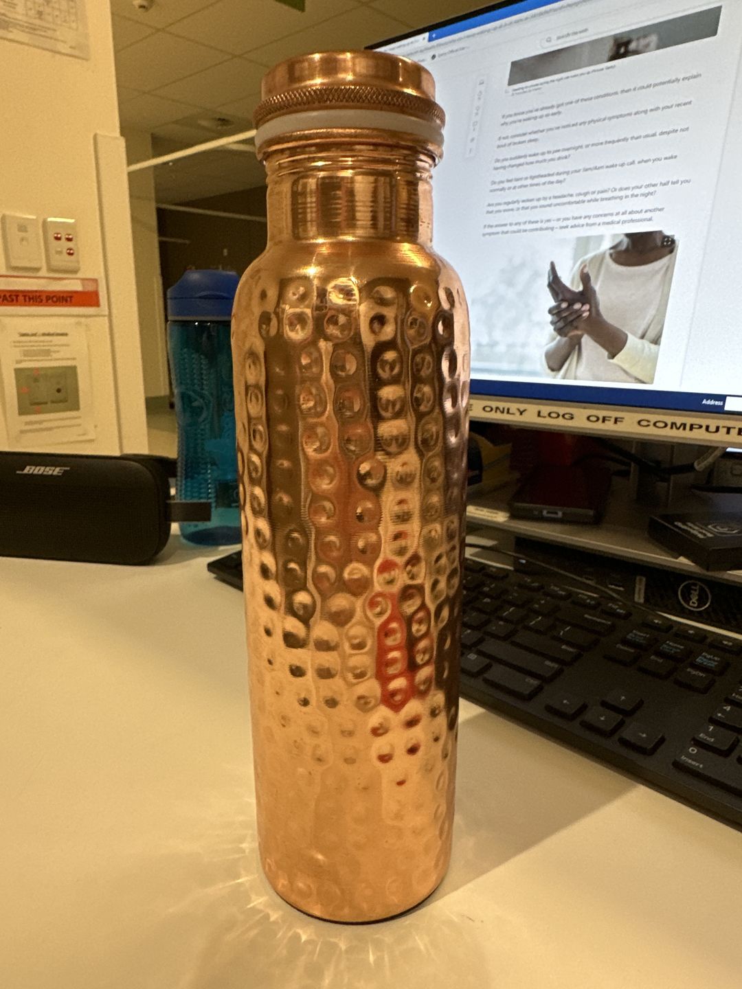 Customer photo review of Hammered Pure Copper Water Bottle