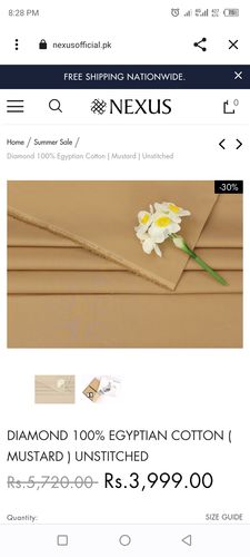 Customer photo review of Diamond 100% Egyptian Cotton ( Mustard ) Unstitched