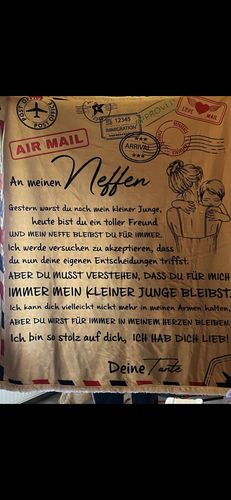 Customer photo review of "An meine Neffen" Decke - Postkarte