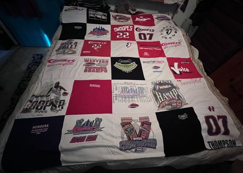 T-shirt quilt featuring comets by Cindy from TX