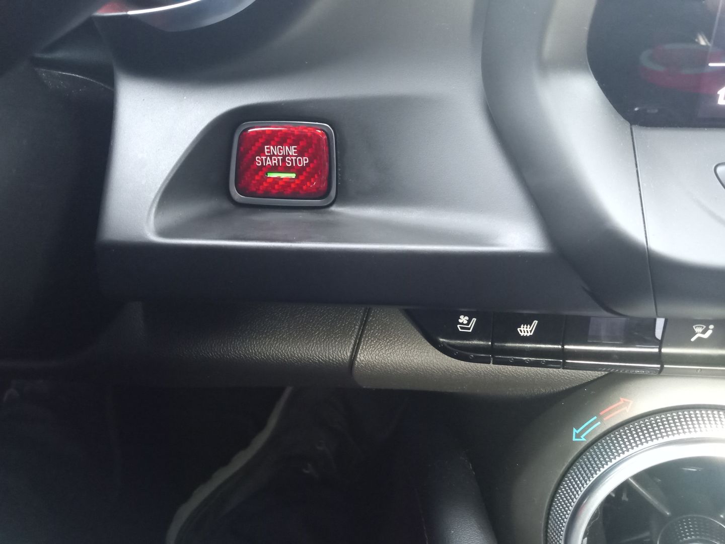 Customer photo review of CARBON FIBER PUSH START BUTTON COVER WITH LIGHT CUT OUT (BLACK/RED/BLUE) for 2016-2023- CAMARO/2014-2019 C7 CORVETTE