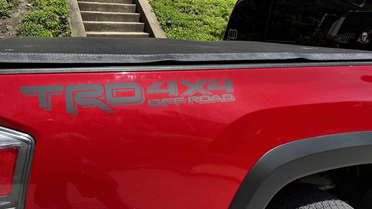 Customer photo review of TRD 4x4 off-road vinyl decal for 2016-2022 Toyota Tacoma Tundra