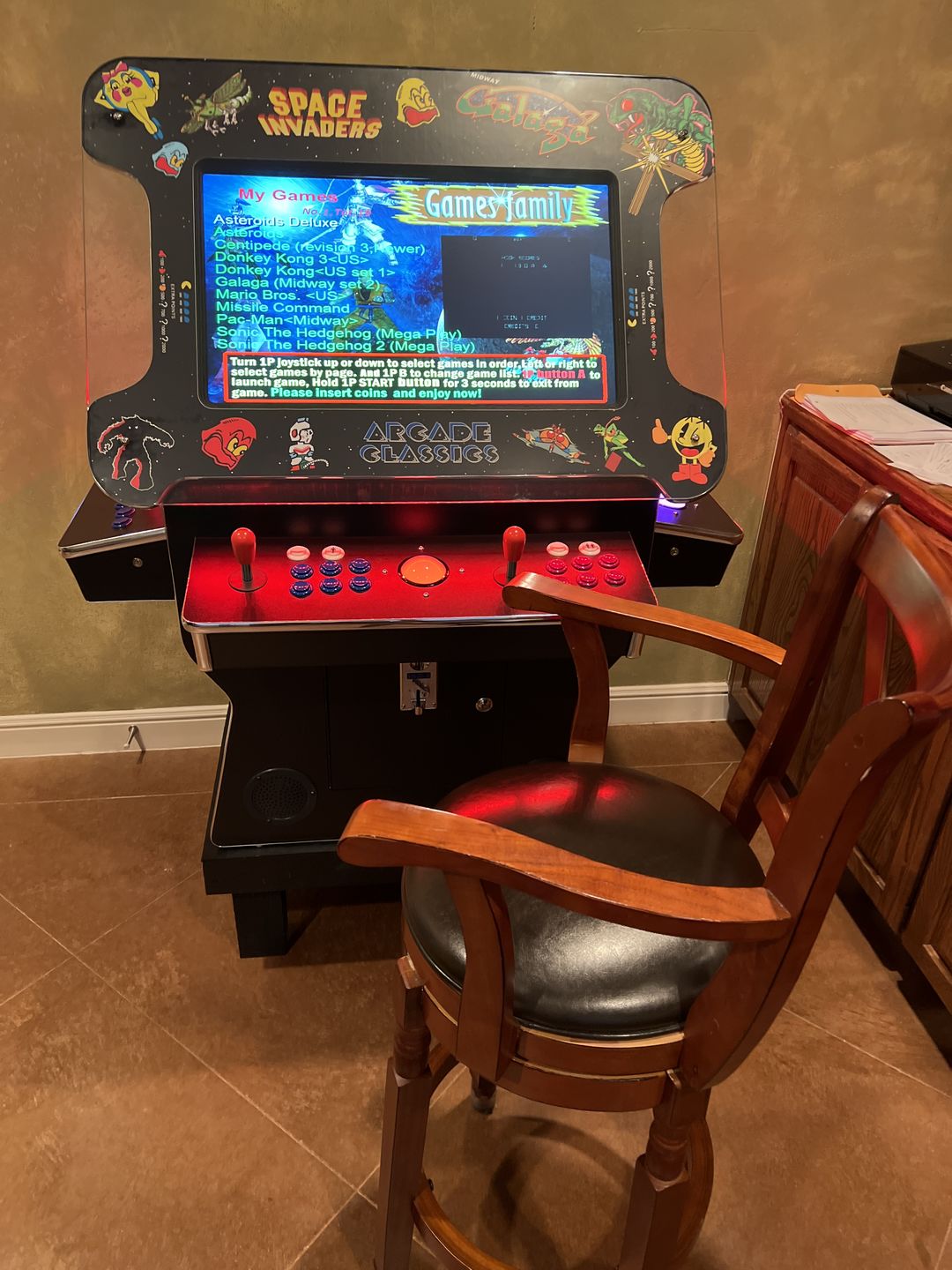 Customer photo review of Cocktail Arcade Machine 3505 Games Tilt Up Black Lift Up Retro Multicade