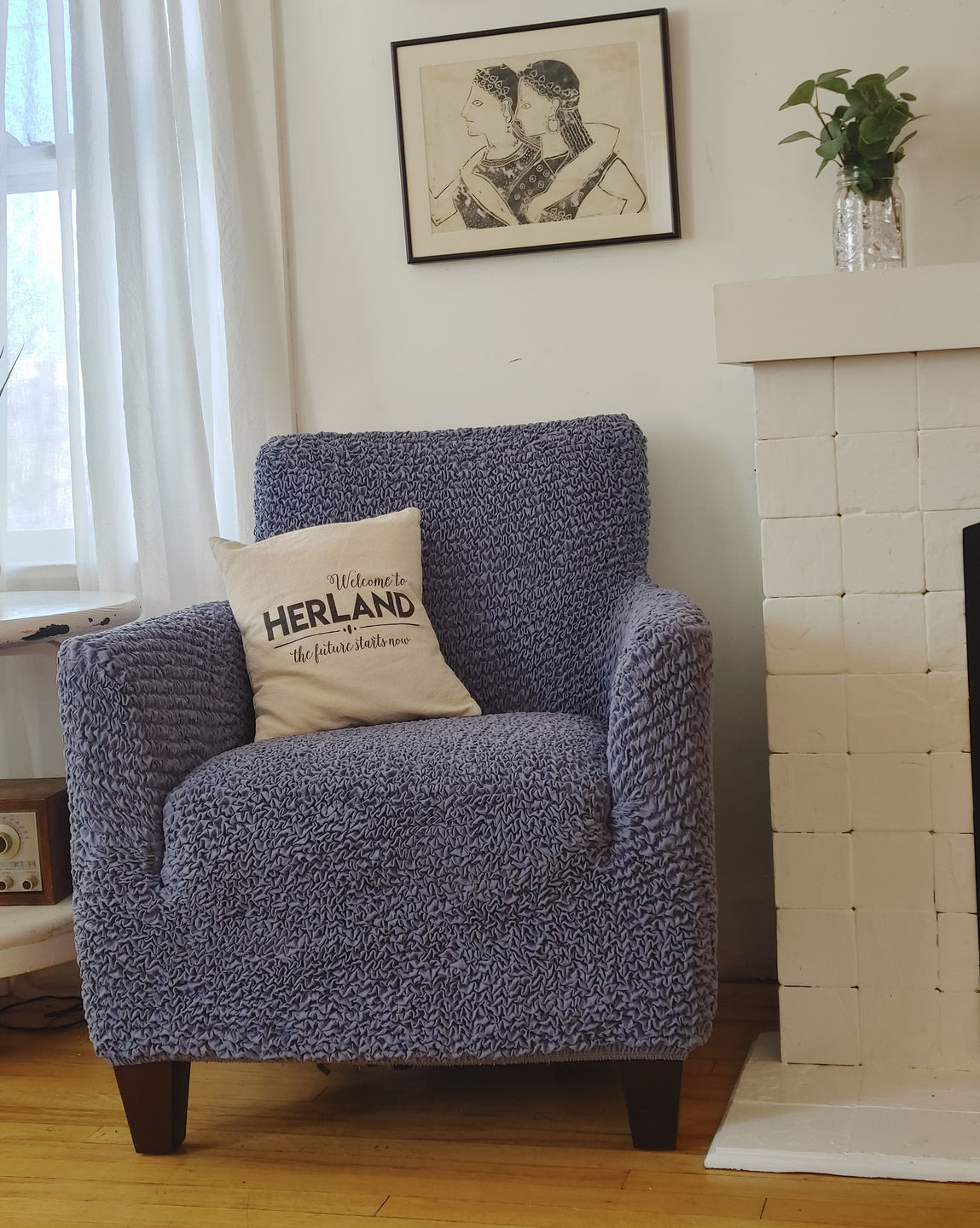 Customer photo review of Arm Chair Cover - Pearl, Microfibra