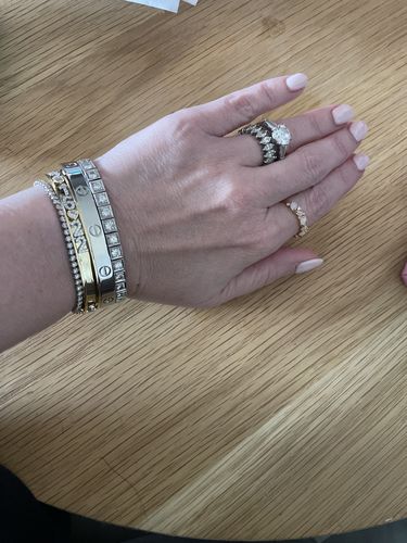 Customer photo review of PERSONALIZED SKINNY CHARM BANGLE ™