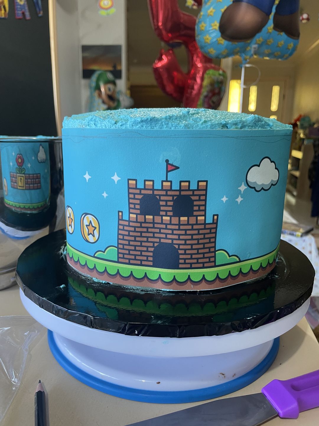 Customer photo review of Personalised Super Mario Brothers Inspired - Edible Icing Cake Wrap