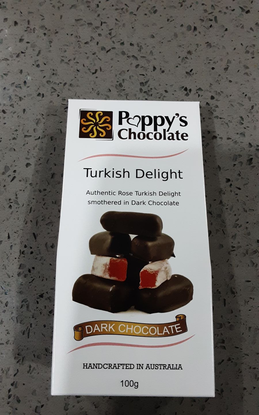 Customer photo review of Chocolate Coated Turkish Delight Dark Chocolate 100g