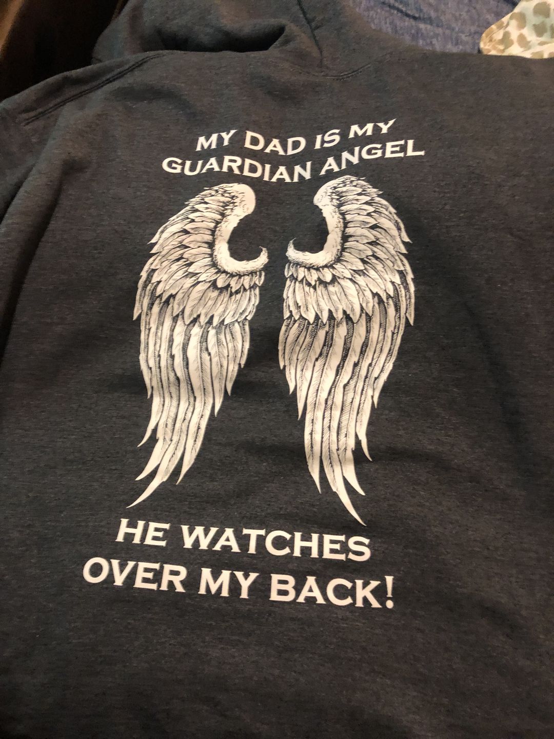 Customer photo review of My Dad Is My Guardian Angel Hoodie